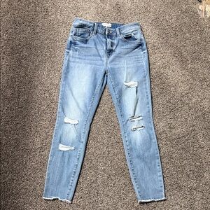 Light Blue Distressed Skinny Jeans for Women